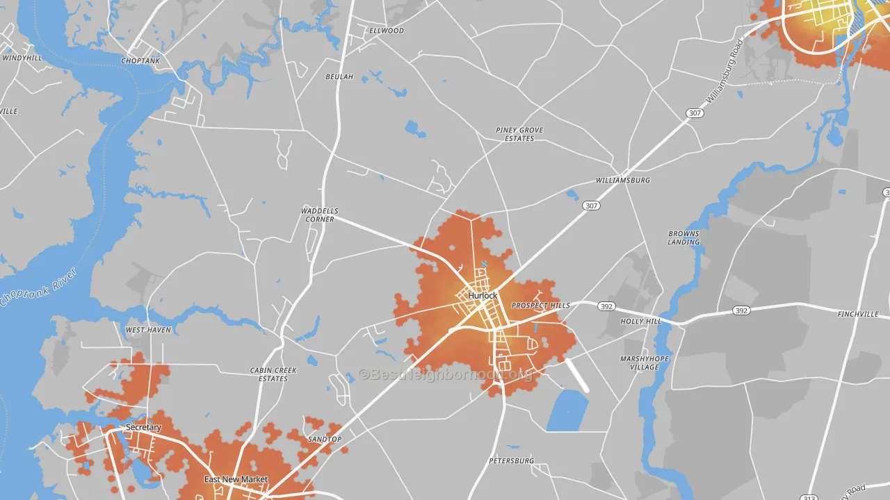 Bike Grade map of 21643, MD
