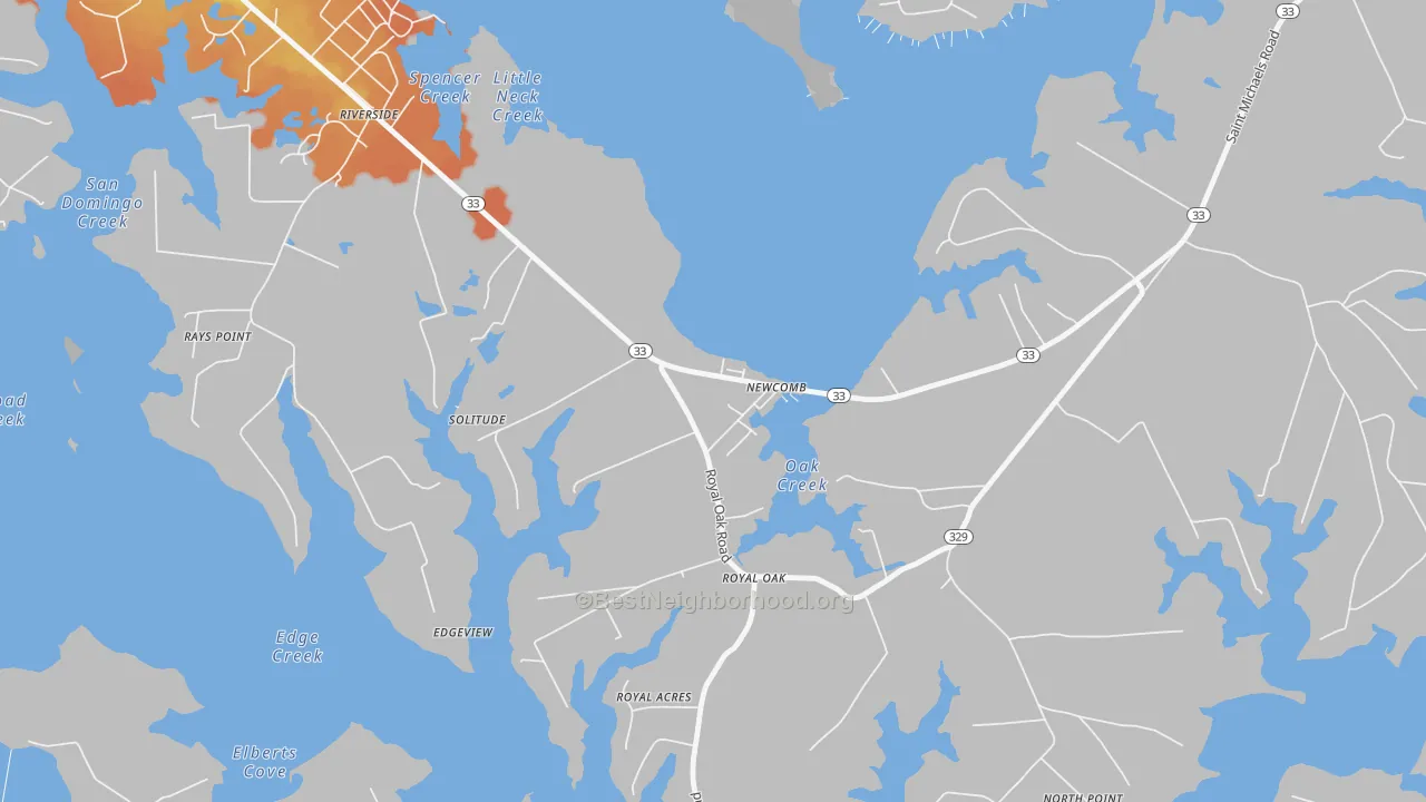 Bike Grade map of 21653, MD