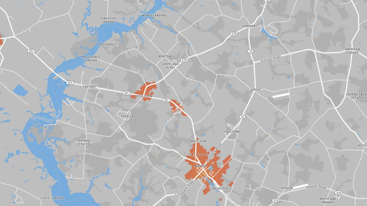 Bike Grade map of 21655, MD