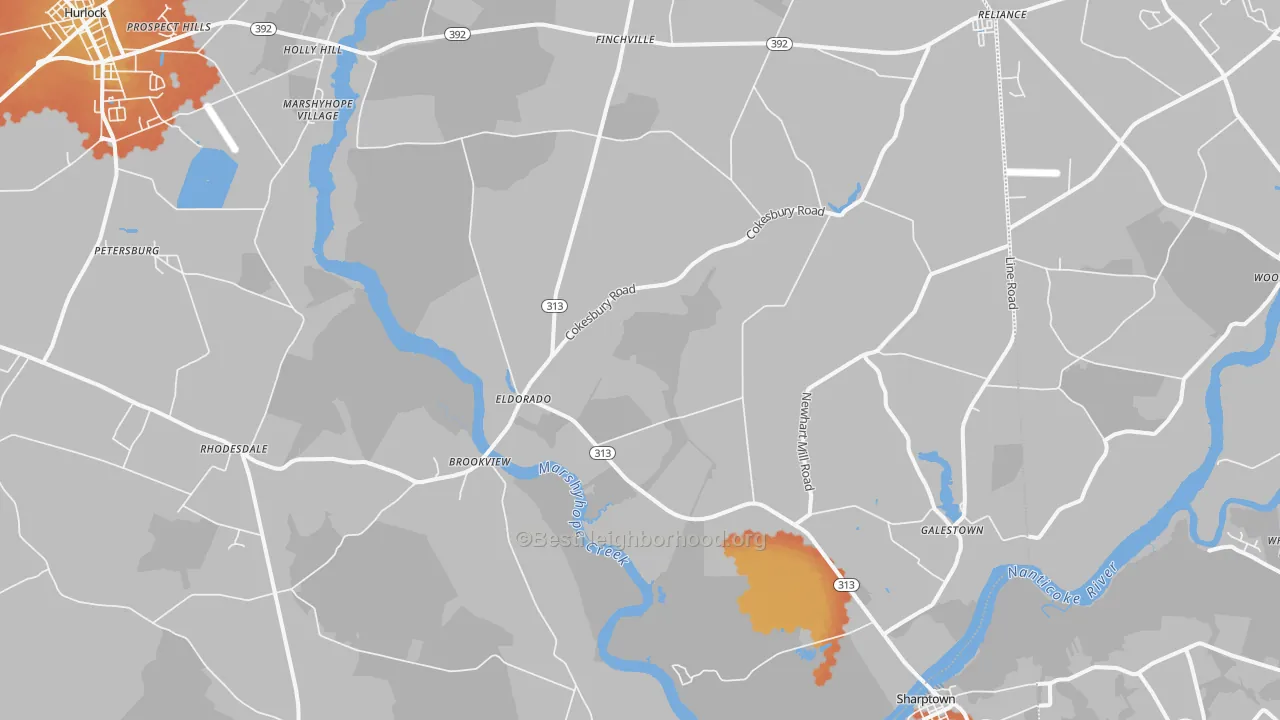 Bike Grade map of 21659, MD
