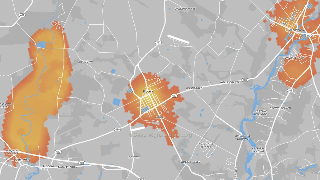 Bike Grade map of 21660, MD