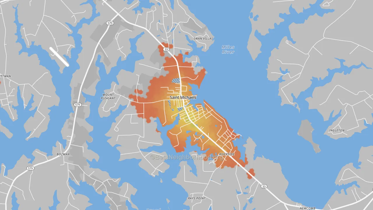 Bike Grade map of 21663, MD