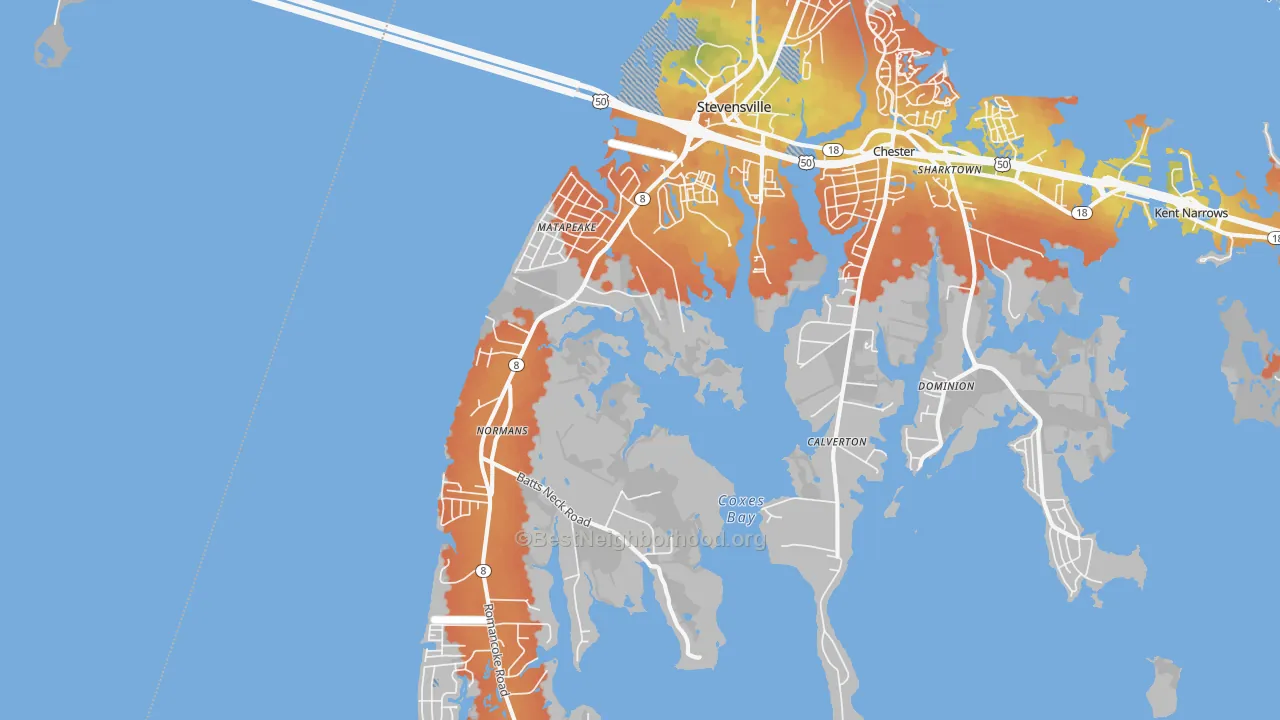 Bike Grade map of 21666, MD