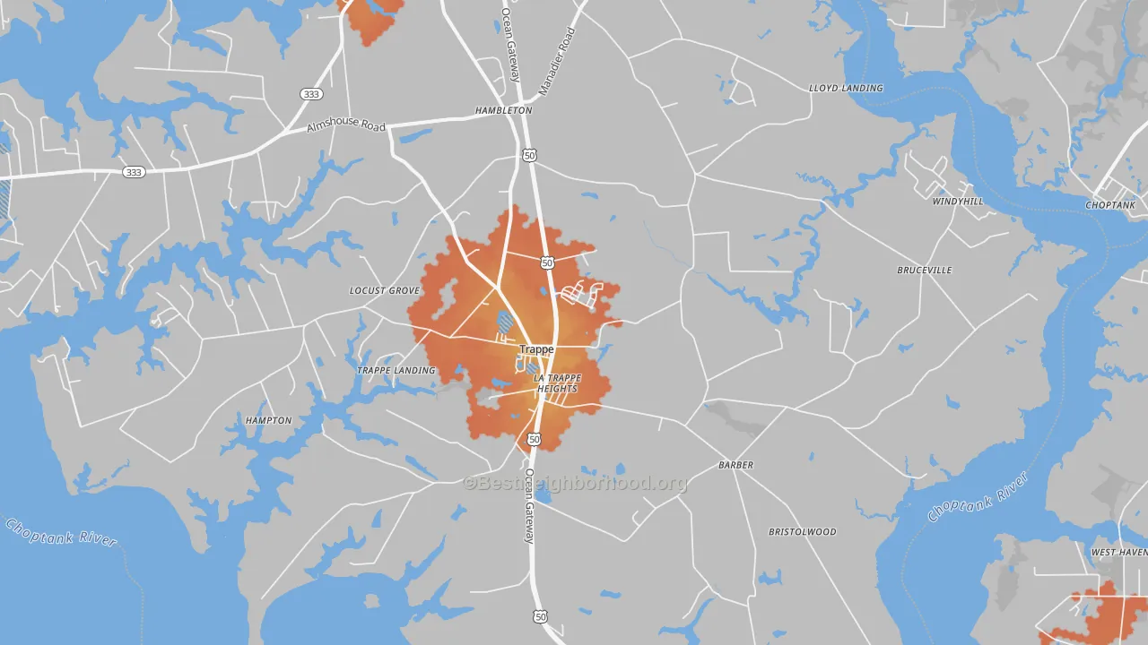 Bike Grade map of 21673, MD