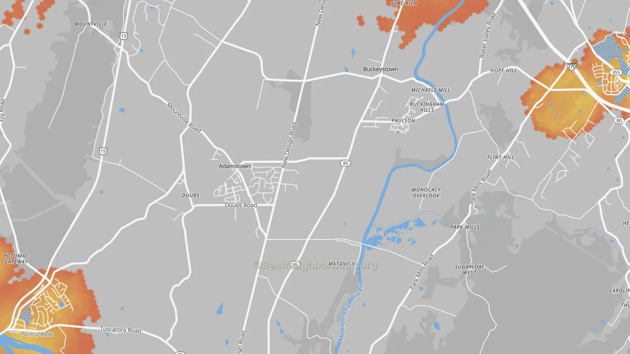Bike Grade map of 21710, MD