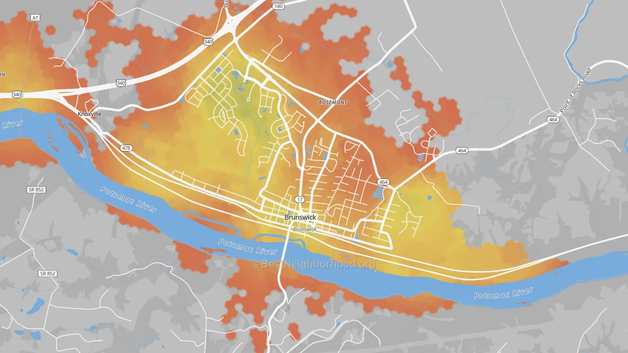 Bike Grade map of 21716, MD