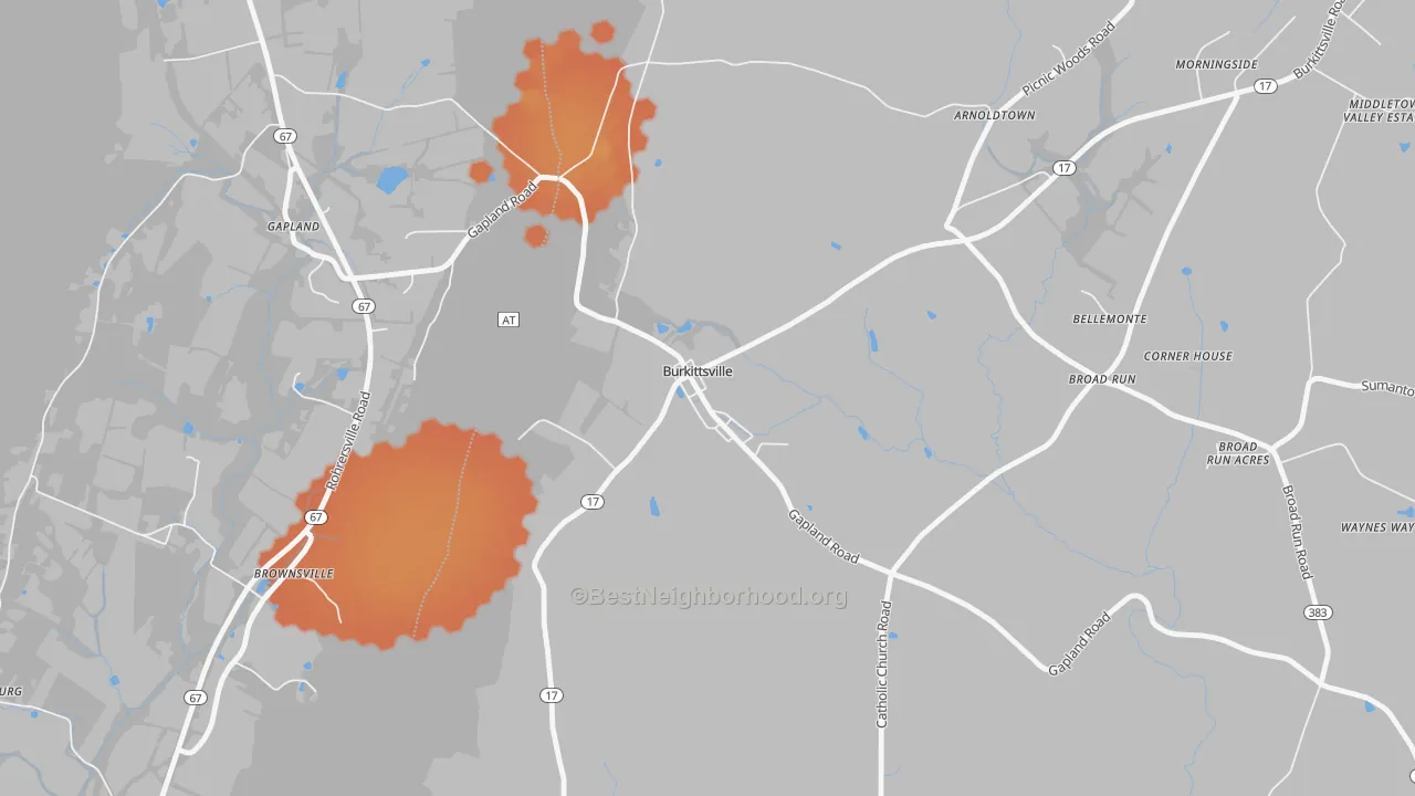 Bike Grade map of 21718, MD