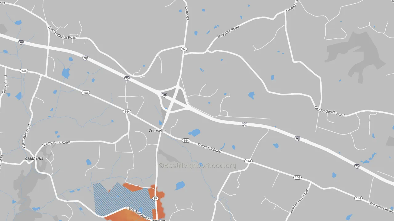 Bike Grade map of 21723, MD