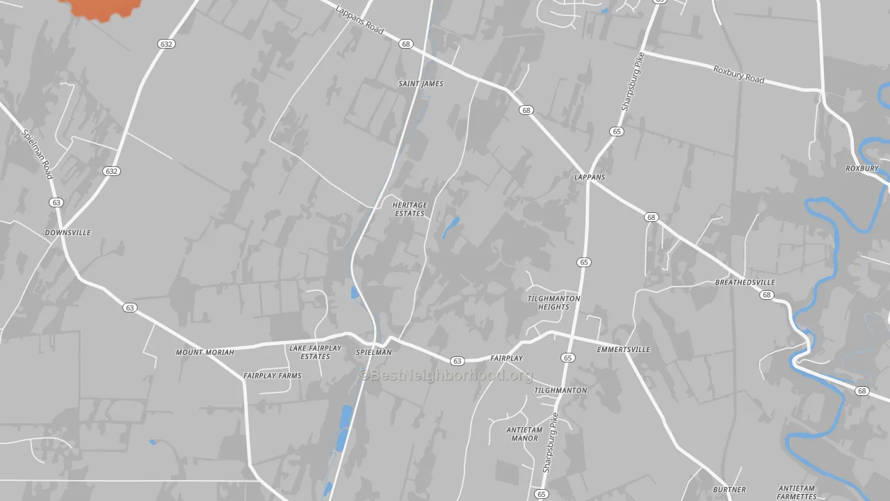 Bike Grade map of 21733, MD