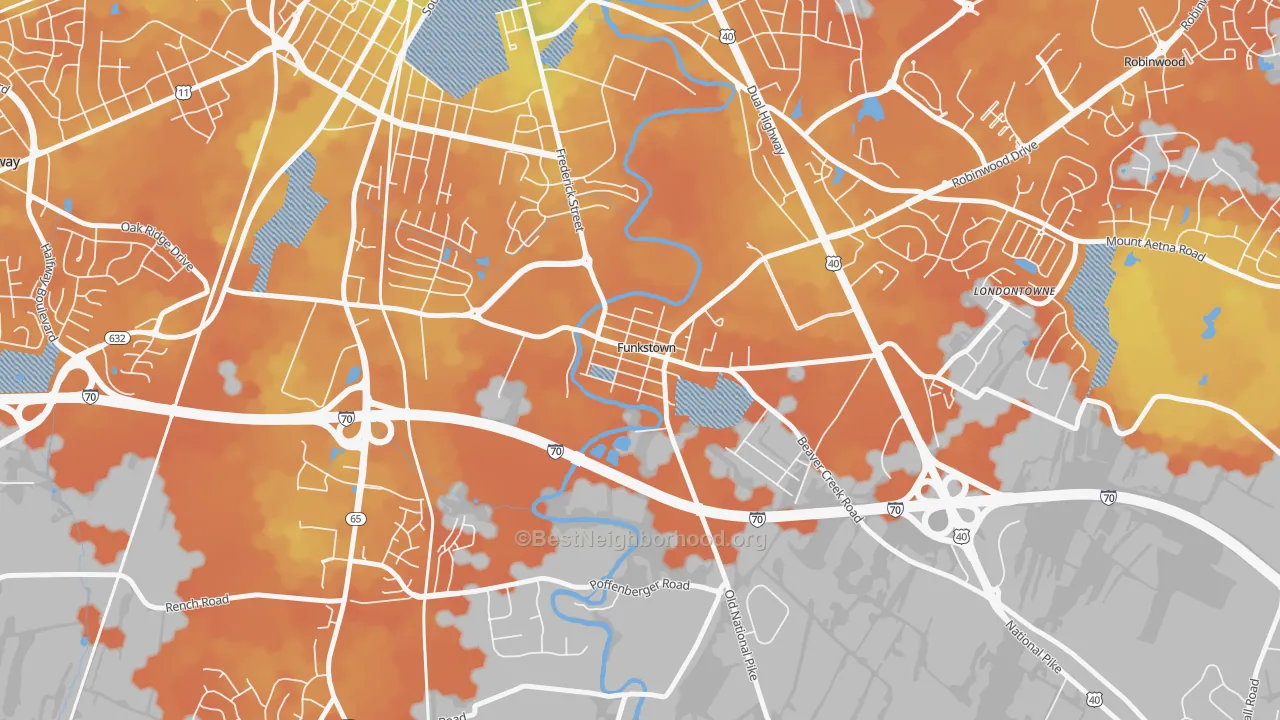 Bike Grade map of 21734, MD