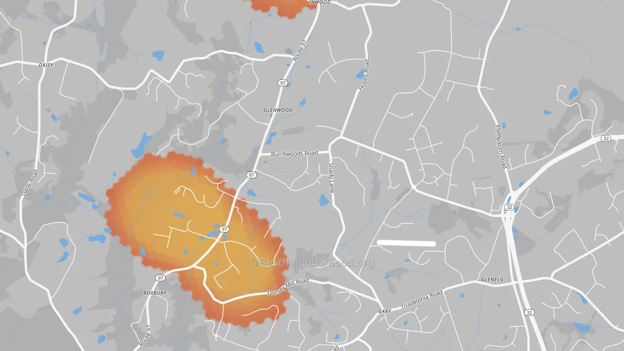 Bike Grade map of 21738, MD