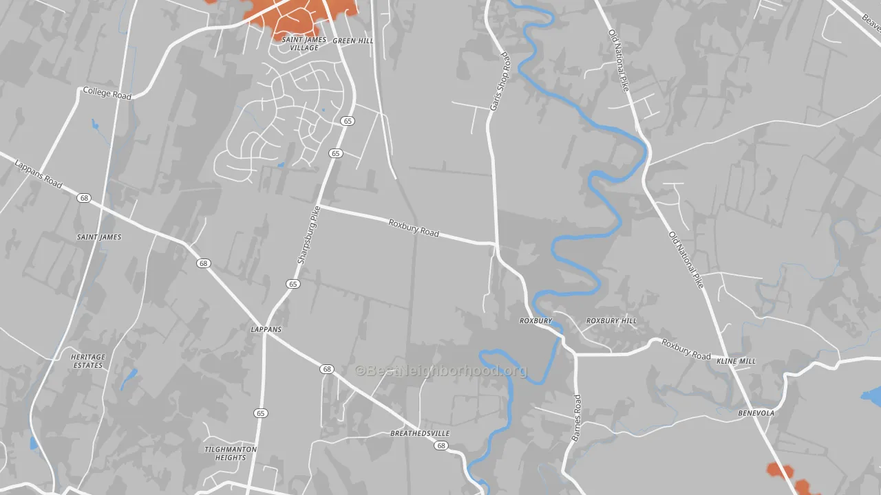 Bike Grade map of 21746, MD