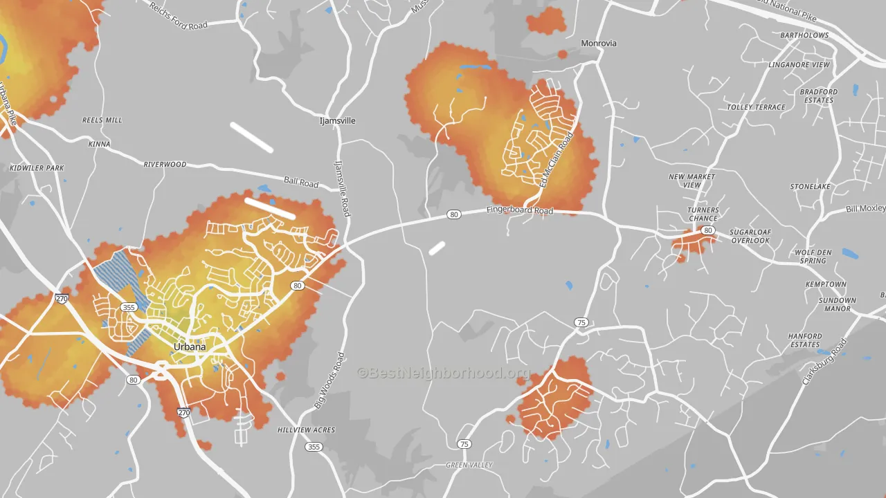 Bike Grade map of 21754, MD