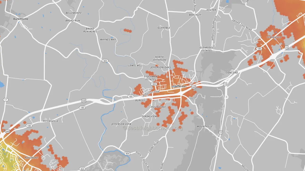 Bike Grade map of 21755, MD