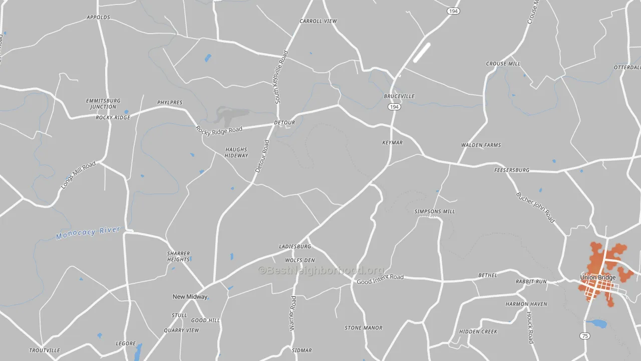 Bike Grade map of 21757, MD