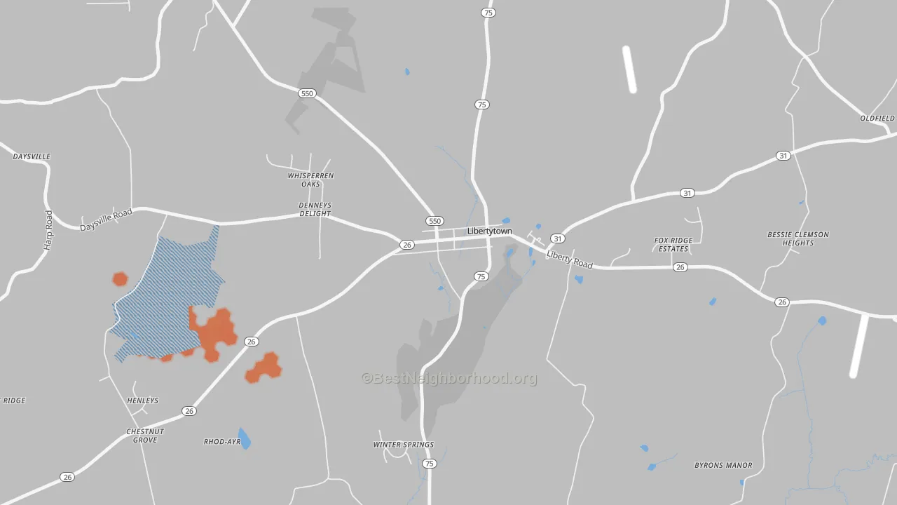 Bike Grade map of 21762, MD