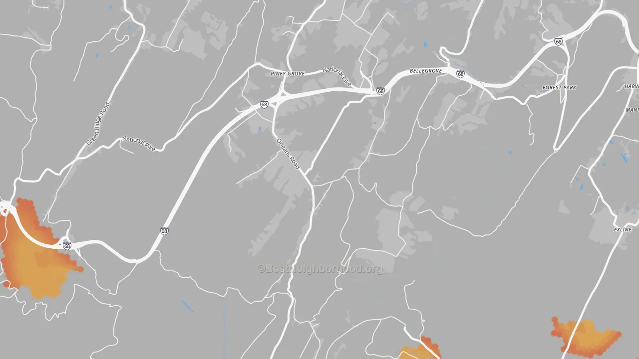Bike Grade map of 21766, MD