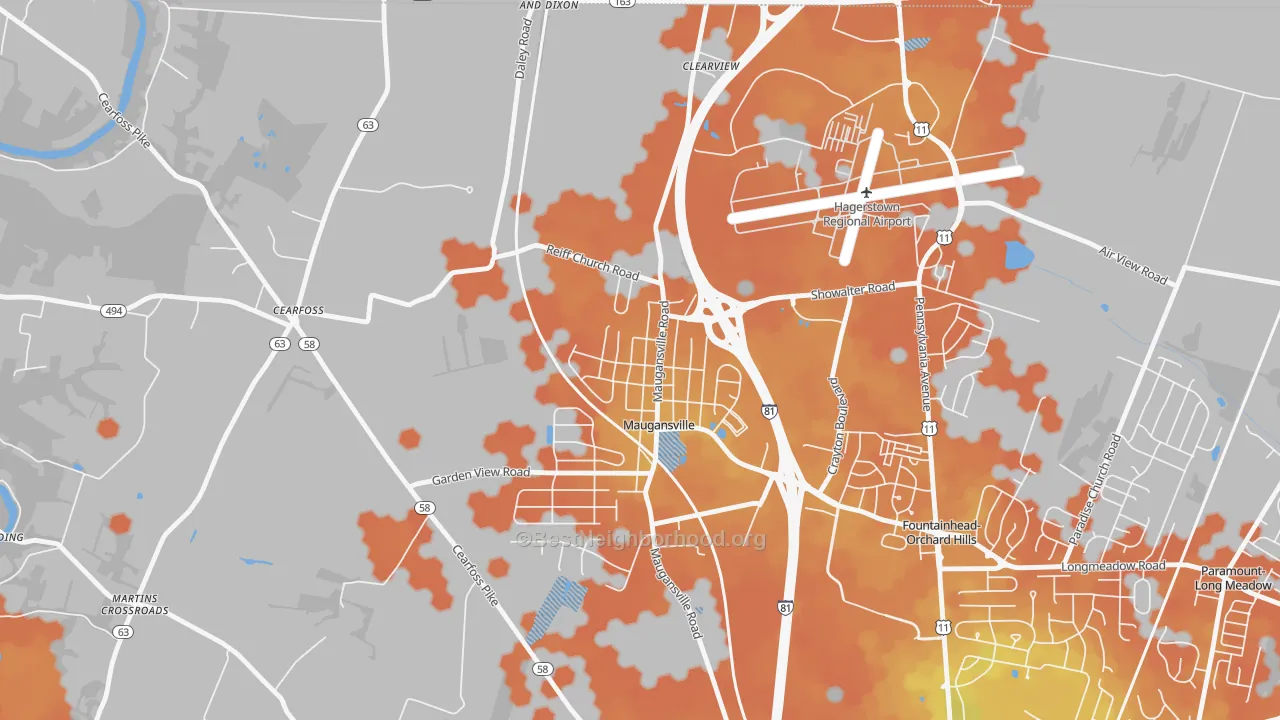 Bike Grade map of 21767, MD