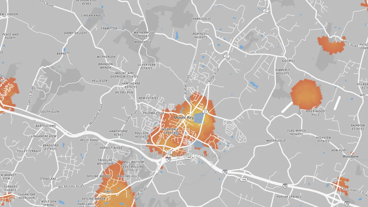 Bike Grade map of 21771, MD