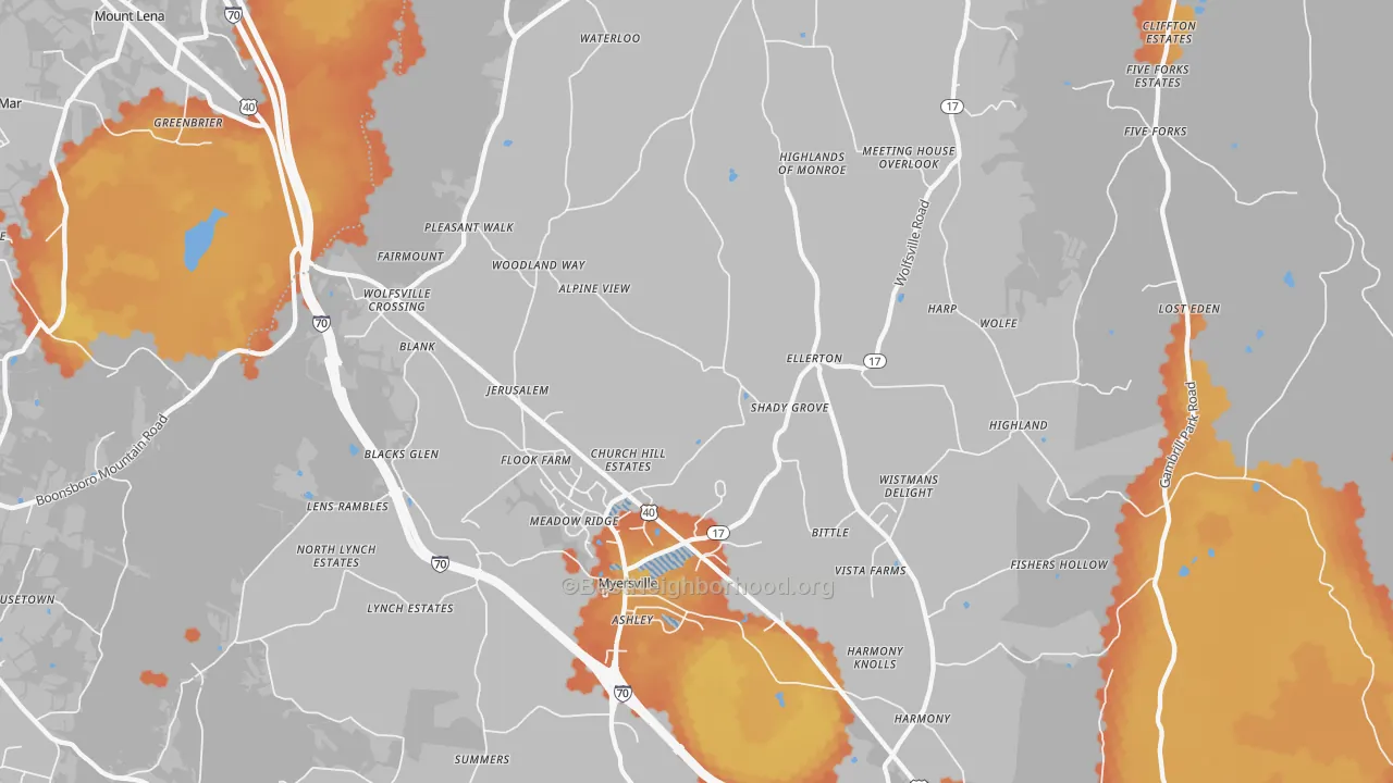 Bike Grade map of 21773, MD