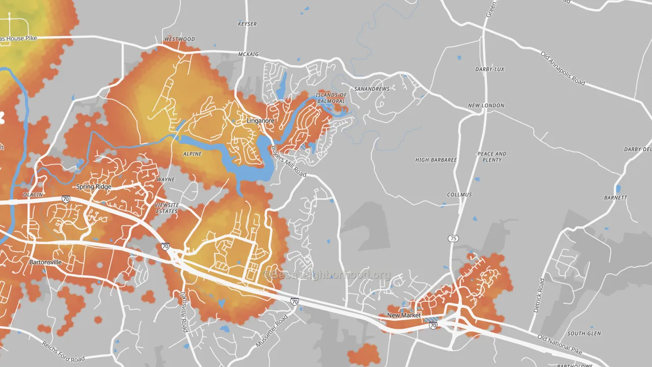 Bike Grade map of 21774, MD