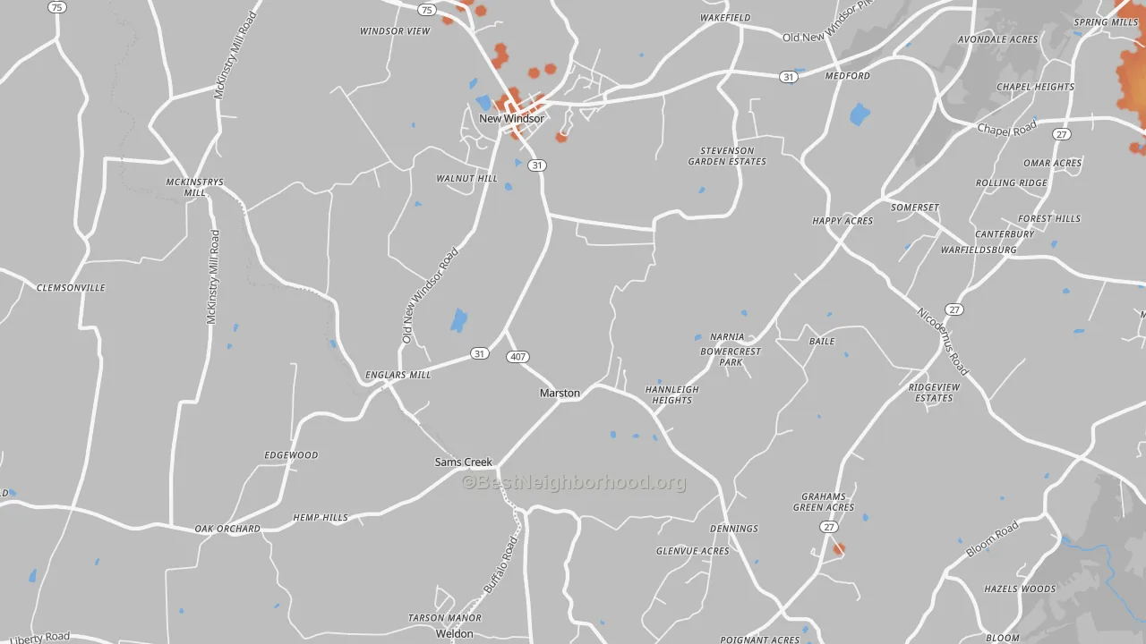 Bike Grade map of 21776, MD