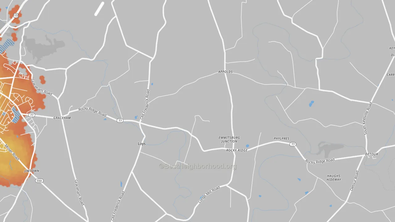 Bike Grade map of 21778, MD
