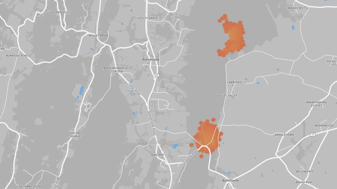 Bike Grade map of 21779, MD