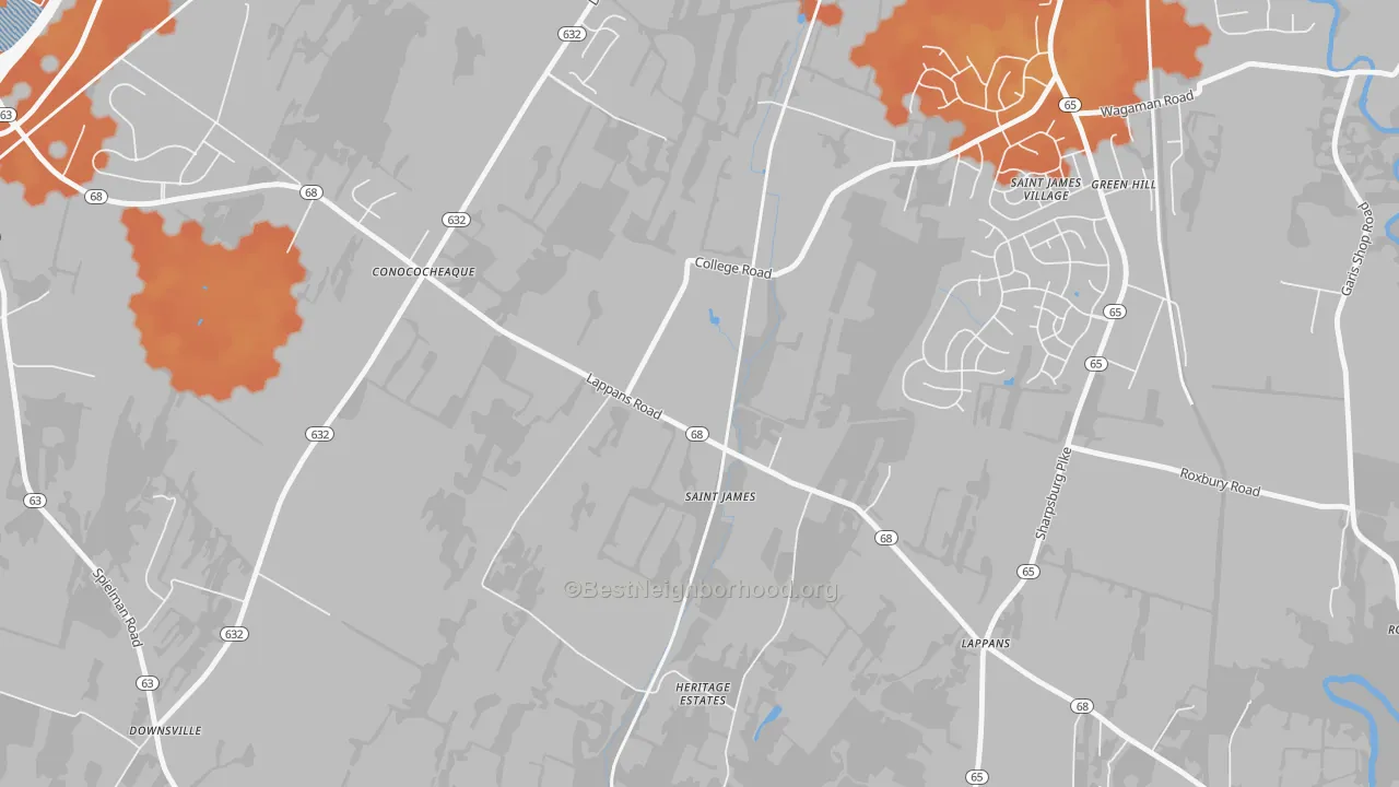 Bike Grade map of 21781, MD