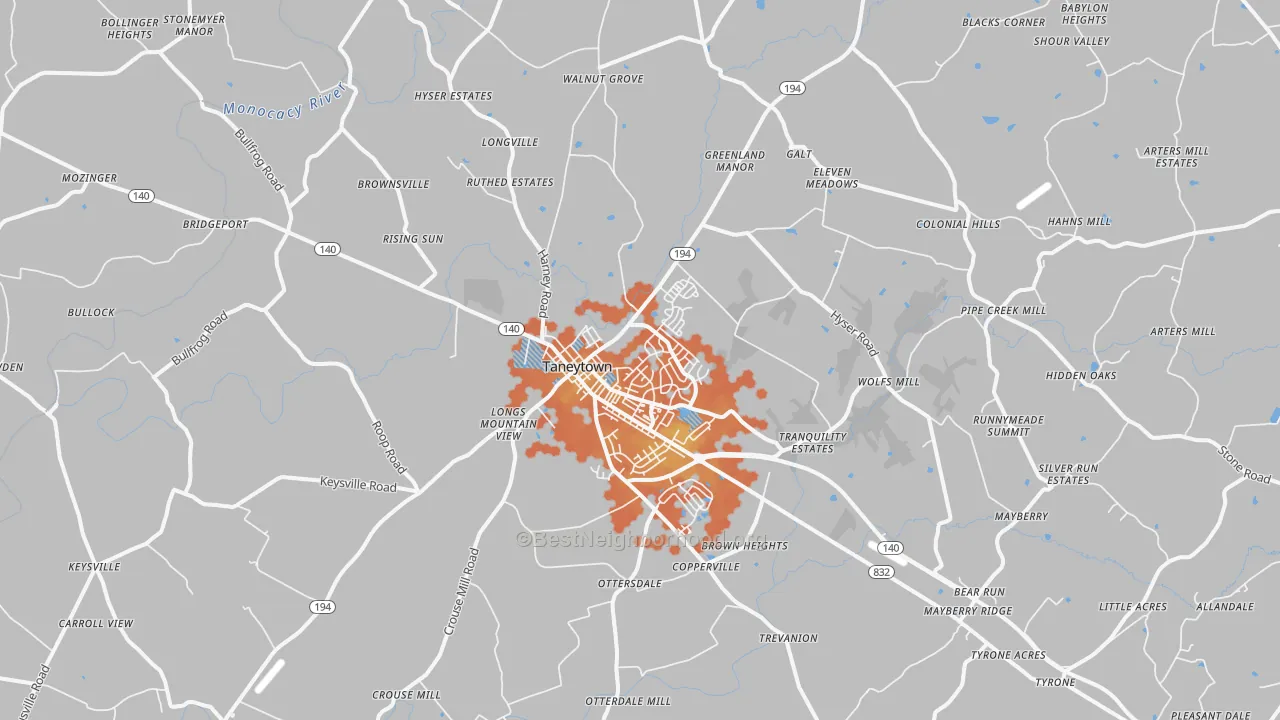 Bike Grade map of 21787, MD