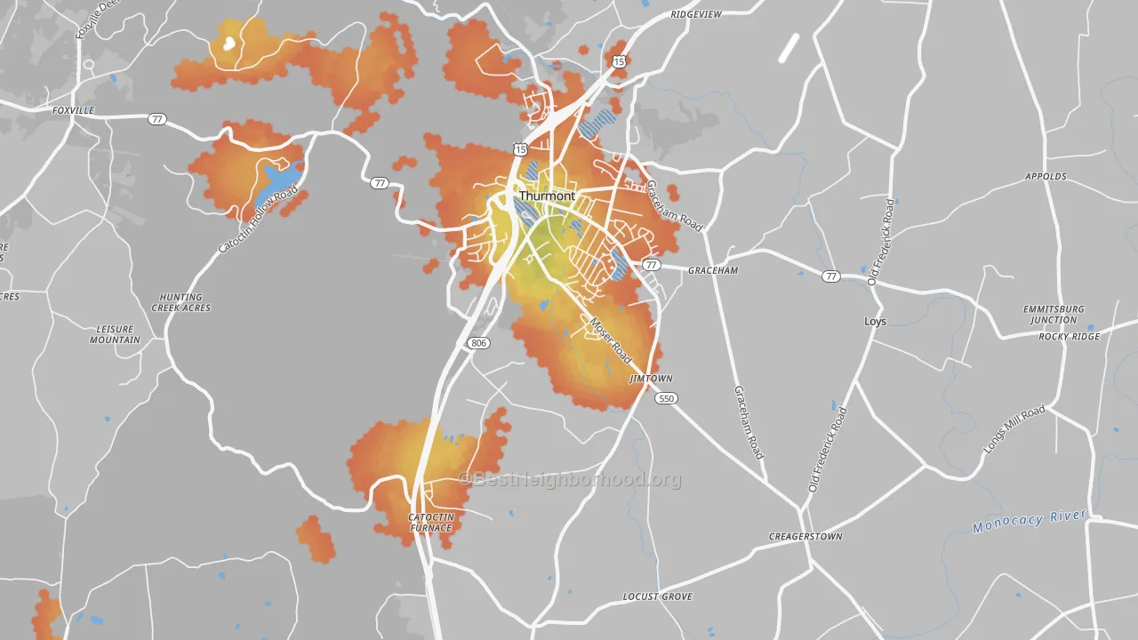 Bike Grade map of 21788, MD