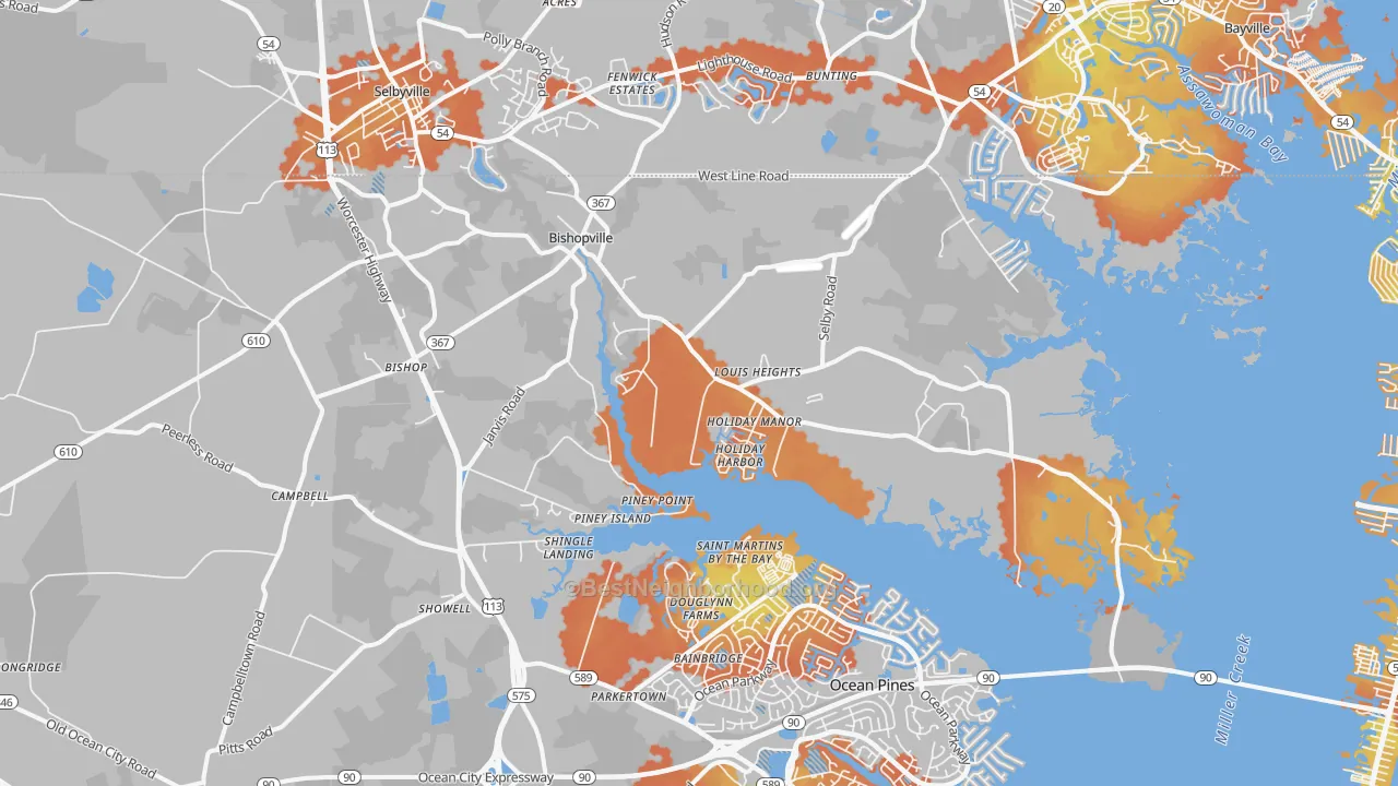 Bike Grade map of 21813, MD