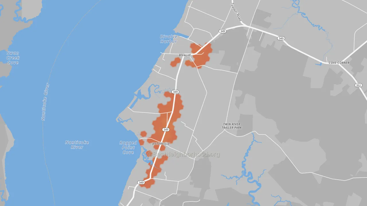 Bike Grade map of 21814, MD