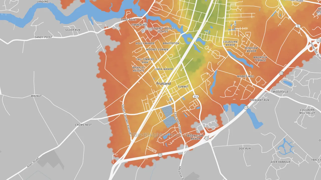 Bike Grade map of 21826, MD