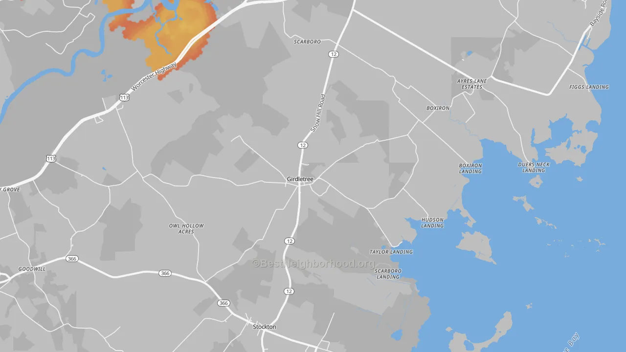 Bike Grade map of 21829, MD