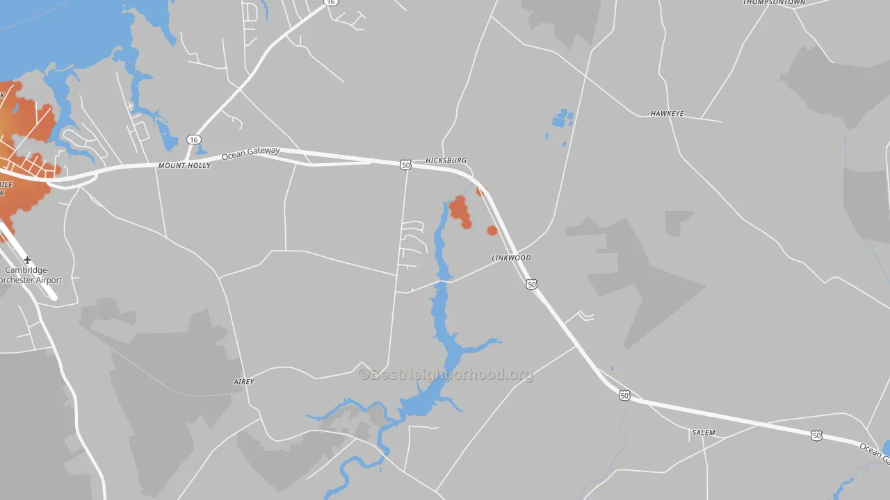 Bike Grade map of 21835, MD