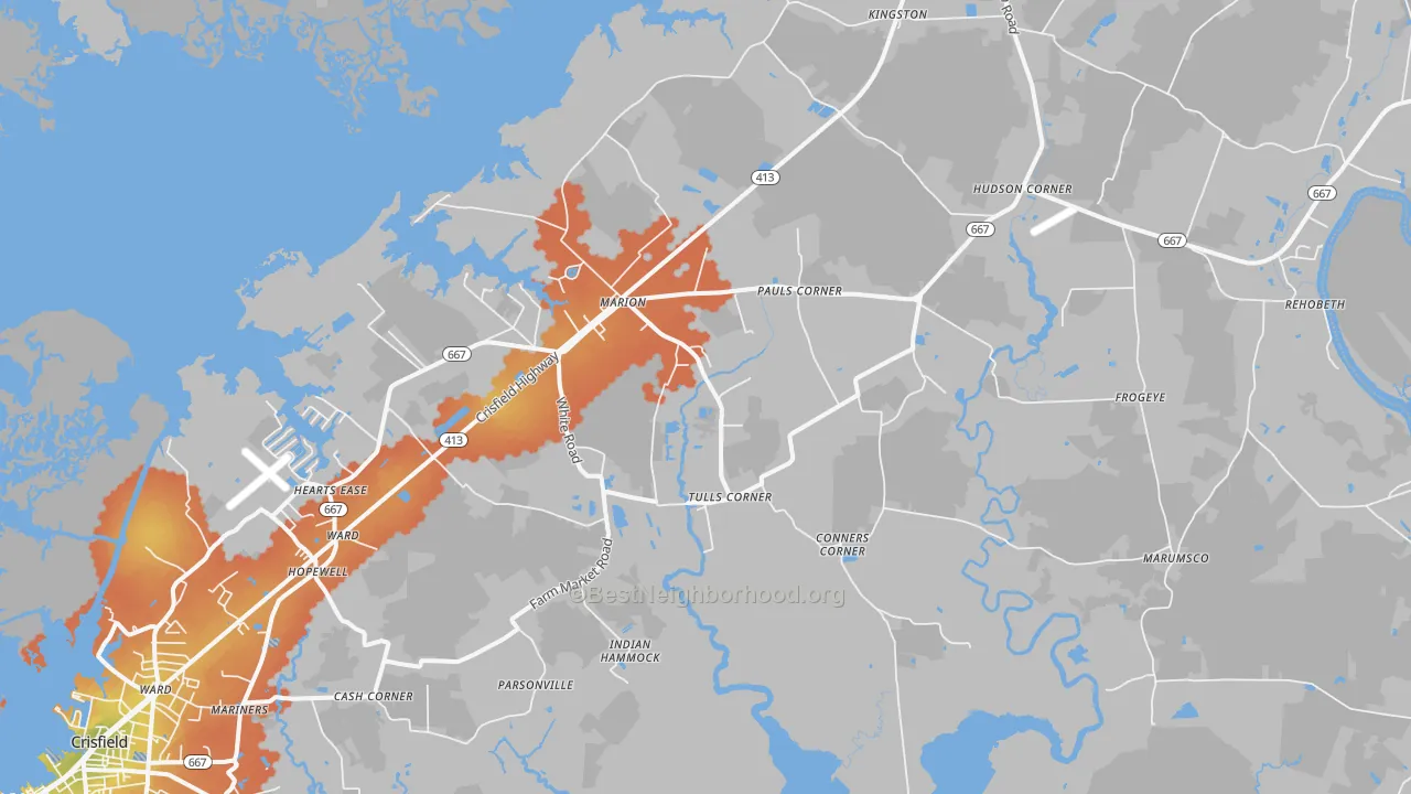 Bike Grade map of 21838, MD