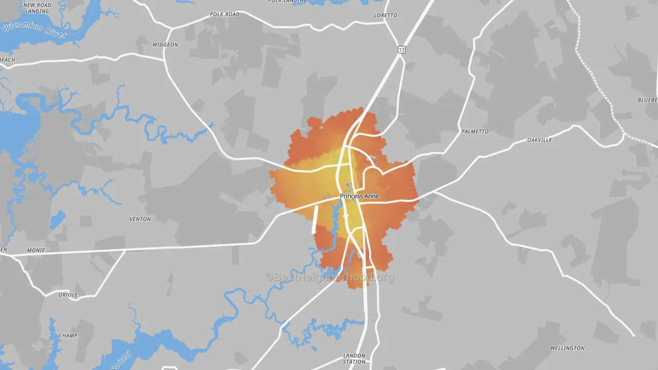 Bike Grade map of 21853, MD