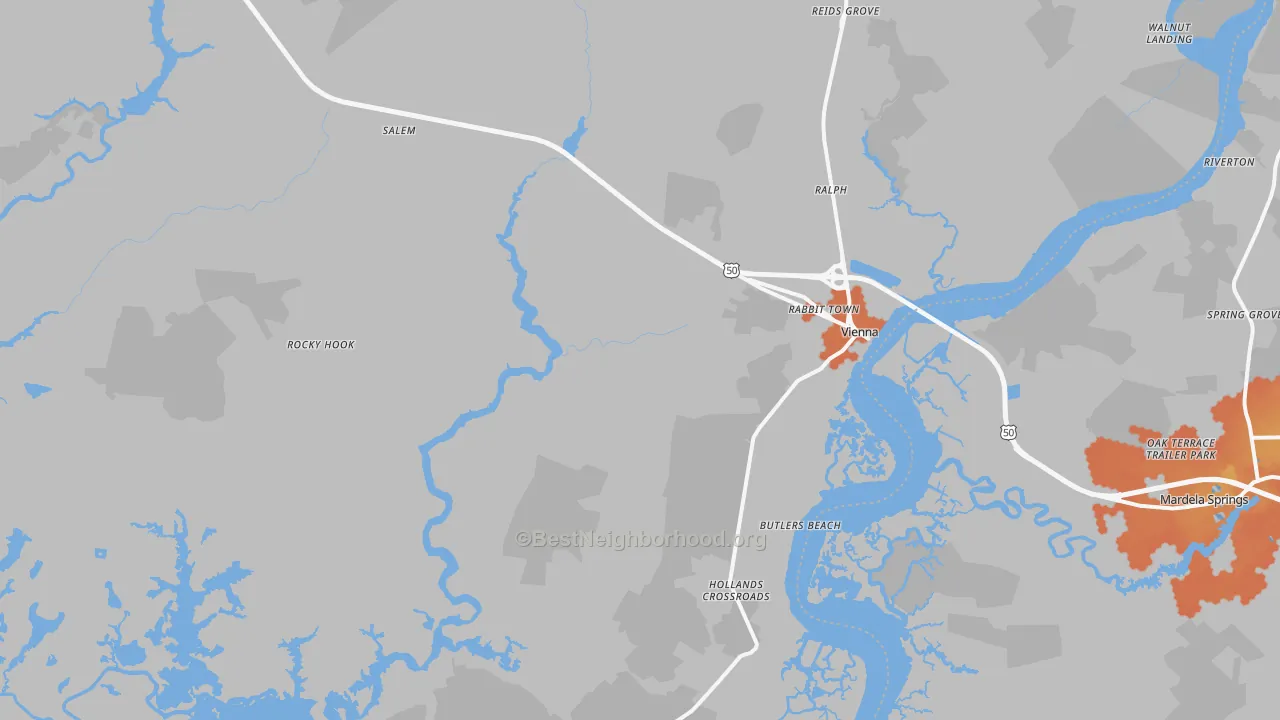 Bike Grade map of 21869, MD