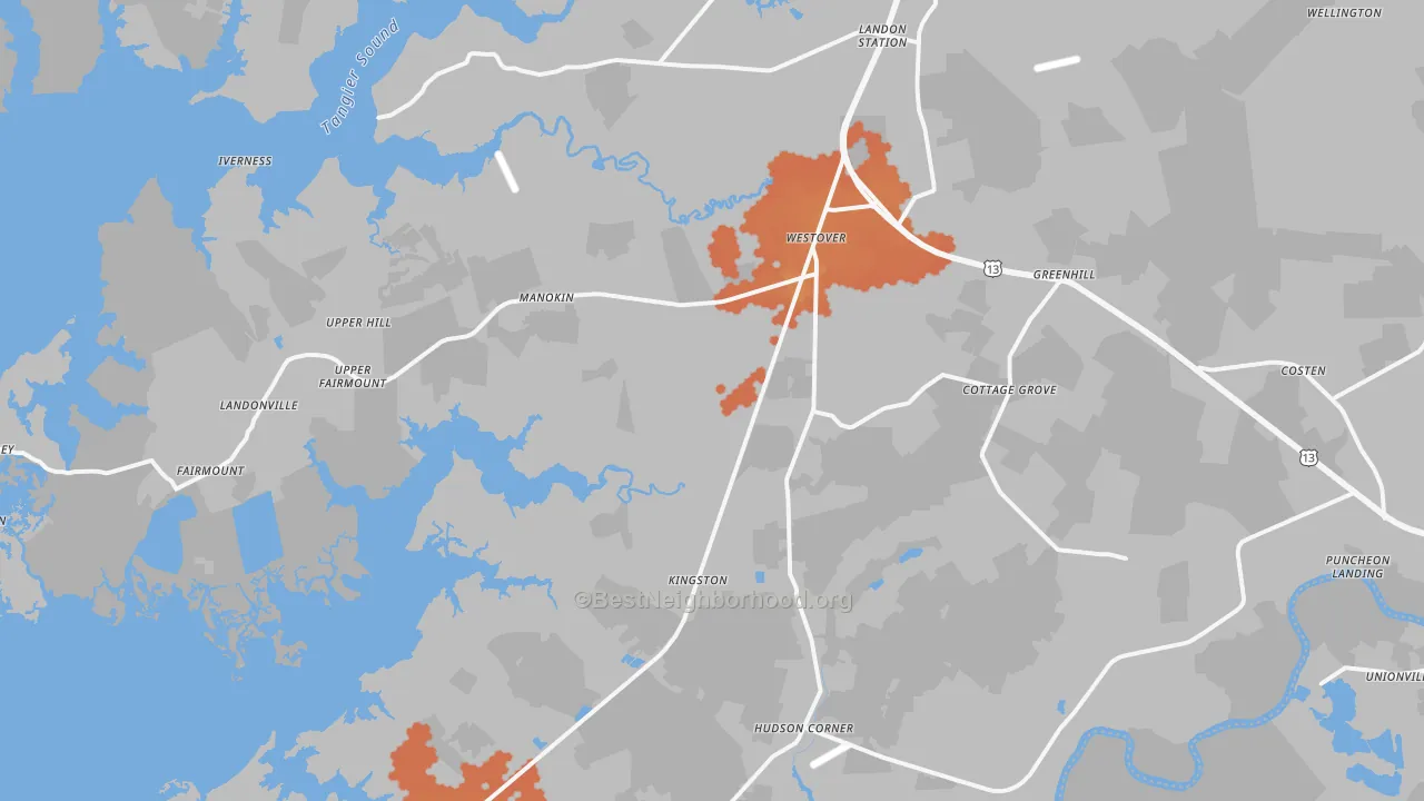 Bike Grade map of 21871, MD