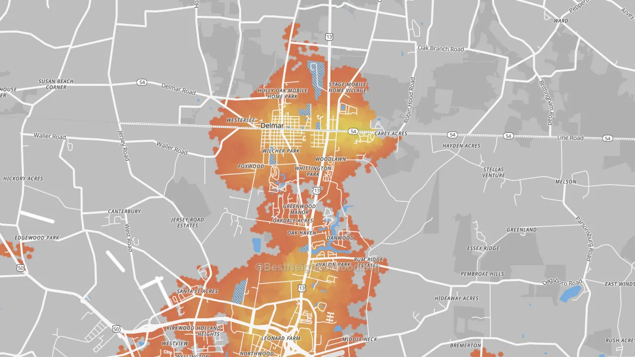 Bike Grade map of 21875, MD