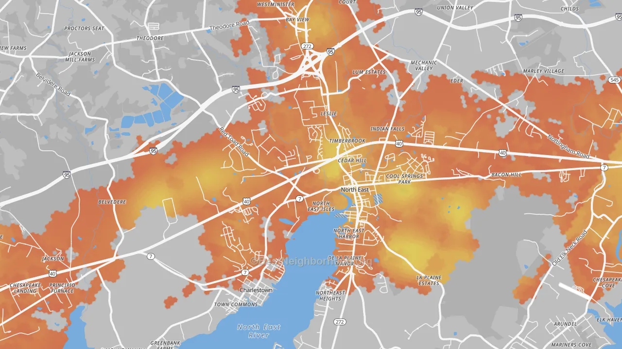 Bike Grade map of 21901, MD