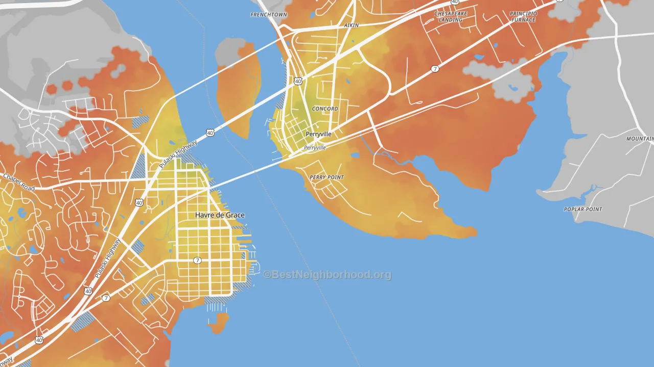 Bike Grade map of 21902, MD
