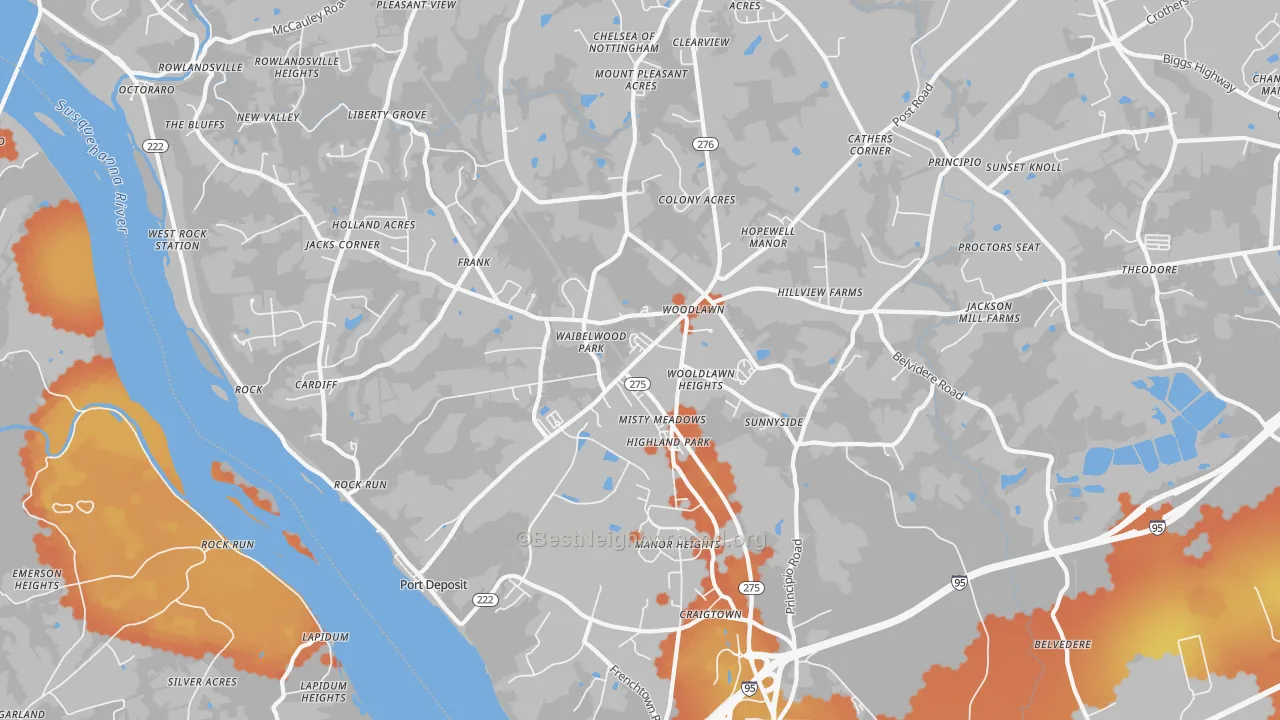 Bike Grade map of 21904, MD