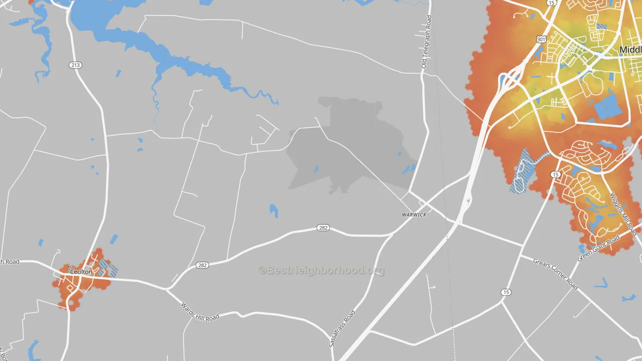 Bike Grade map of 21912, MD
