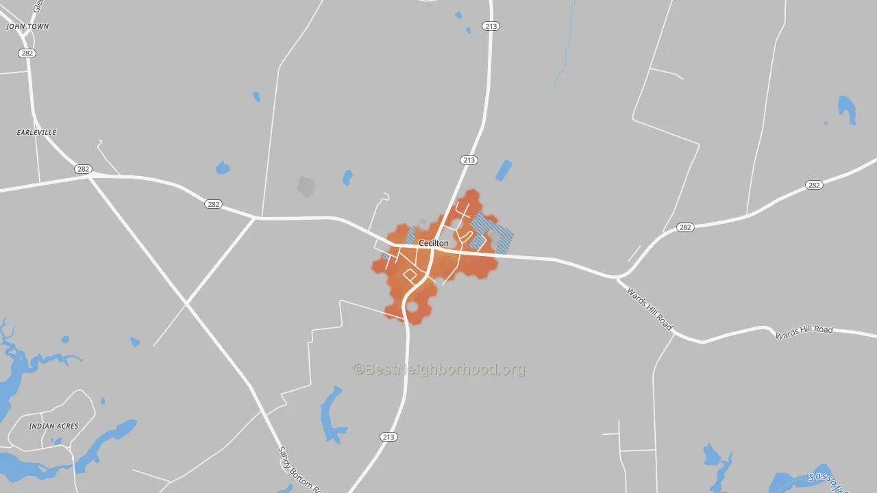Bike Grade map of 21913, MD