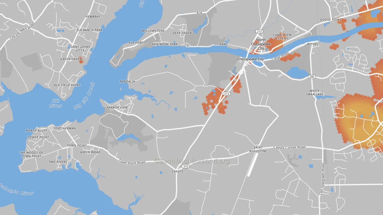 Bike Grade map of 21915, MD