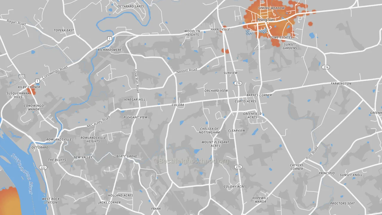 Bike Grade map of 21917, MD