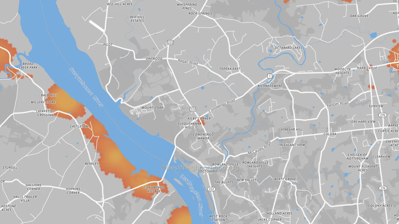 Bike Grade map of 21918, MD