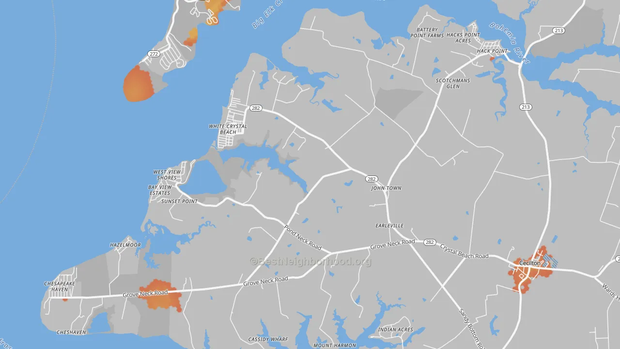 Bike Grade map of 21919, MD